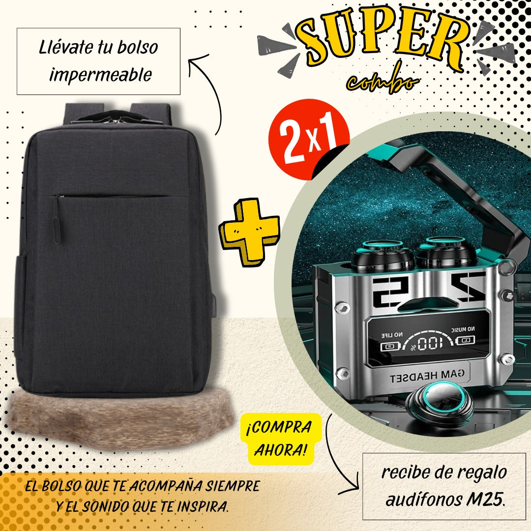 SUPER COMBO DE INFARO BOLSO + AUDIFONOS